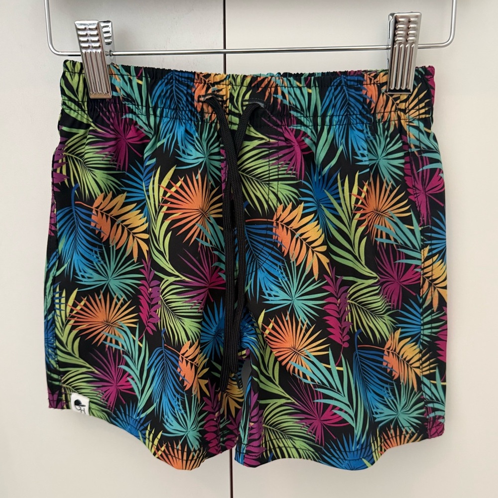 George Hats Bright Palm Leaf Hybrid Swim Shorts 5T-6T